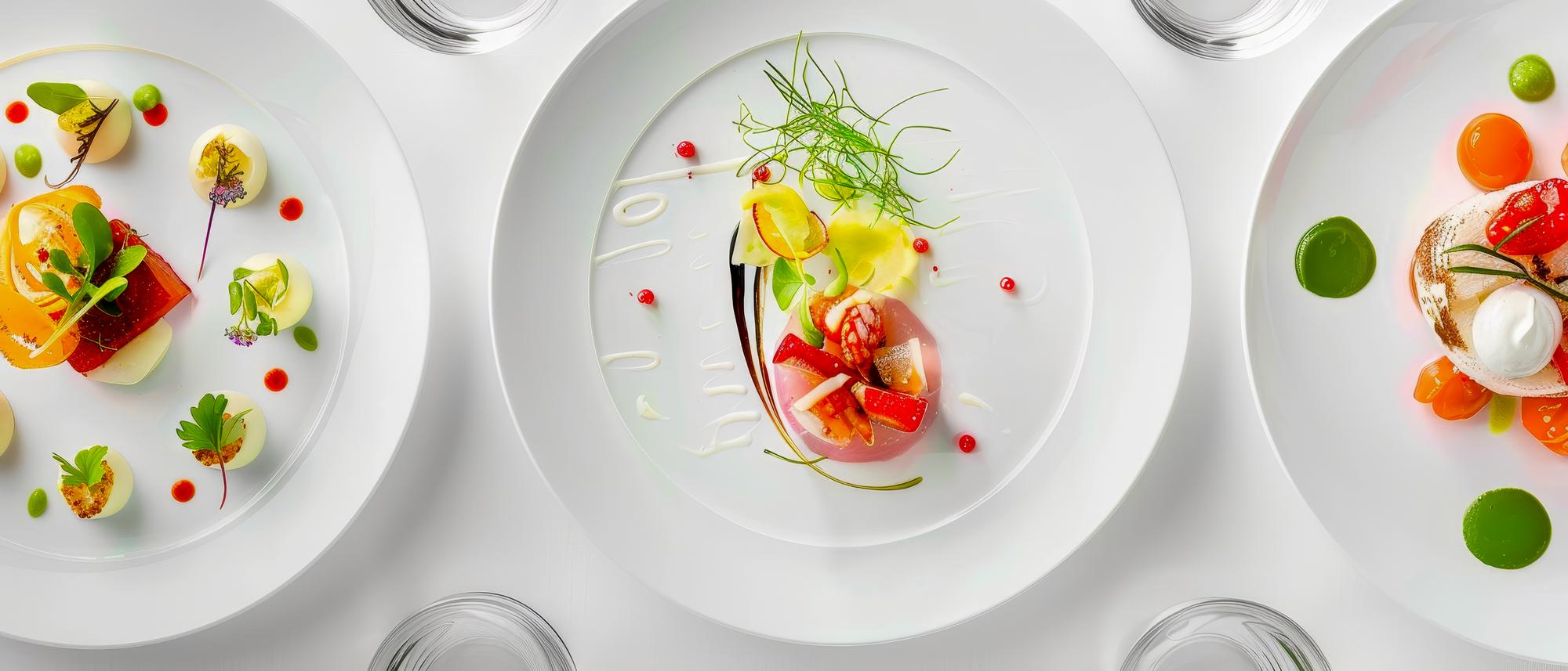Assorted plated dishes from workshop